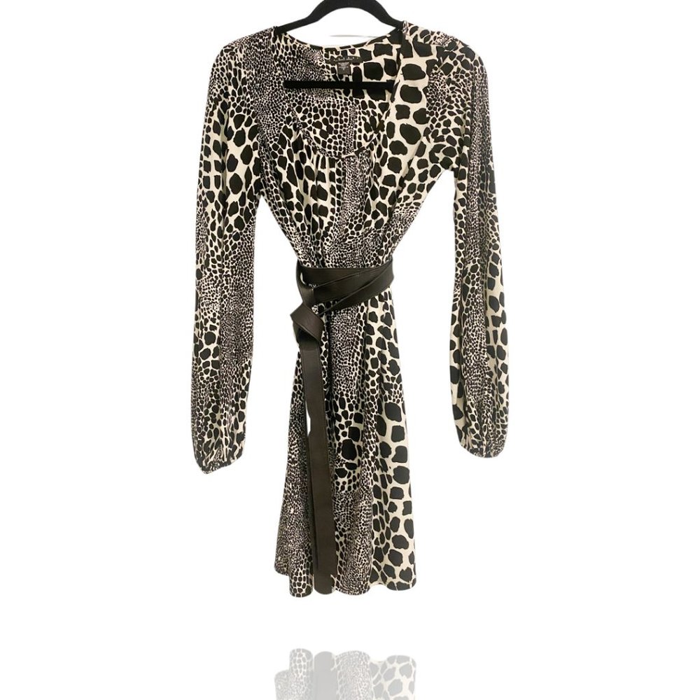 Laundry Animal Print Dress with Leather Wrap Belt